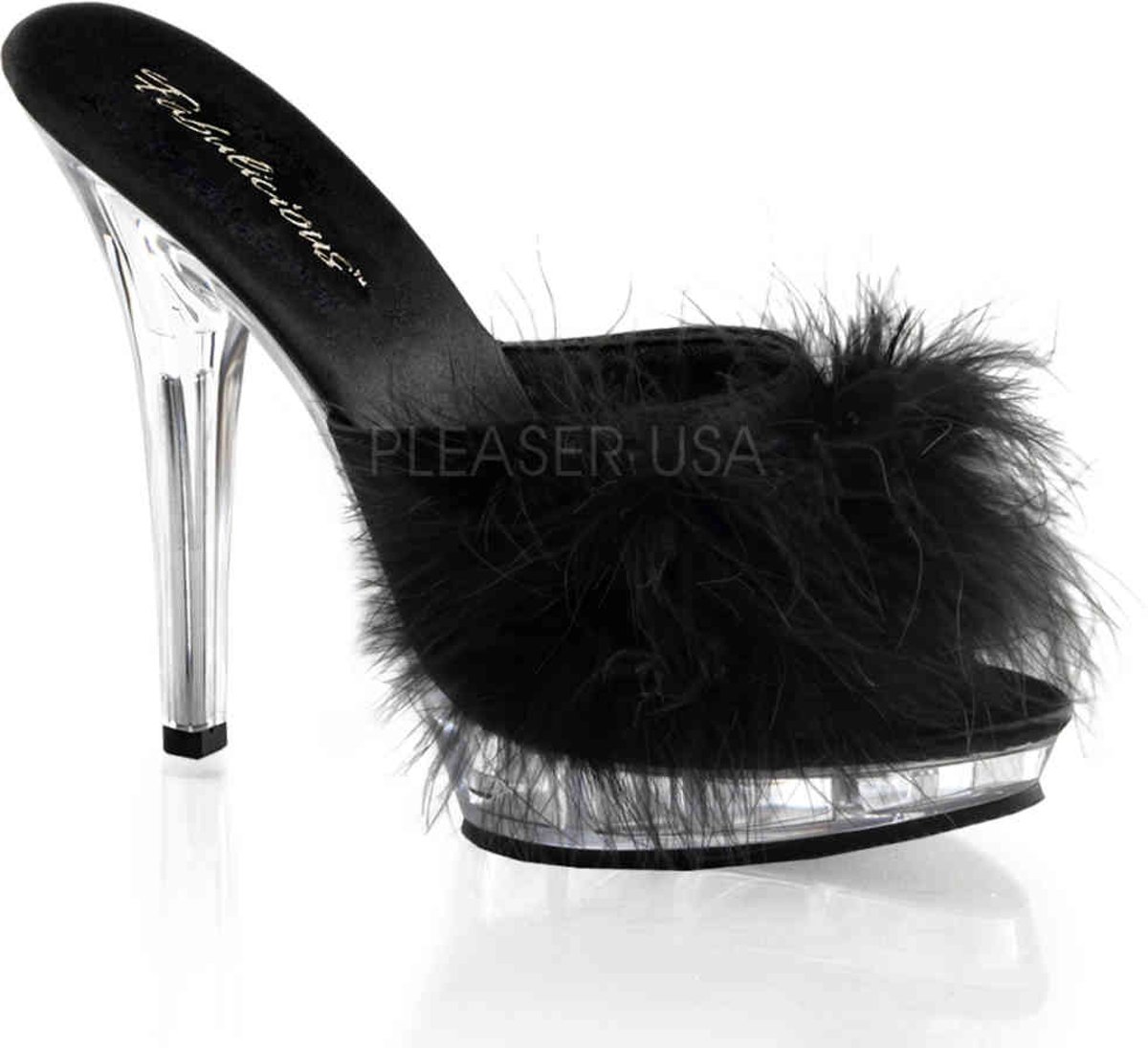 EU 36 = US 6 | LIP-101-8 | 5 Heel, 3/4 PF Marabou Slipper